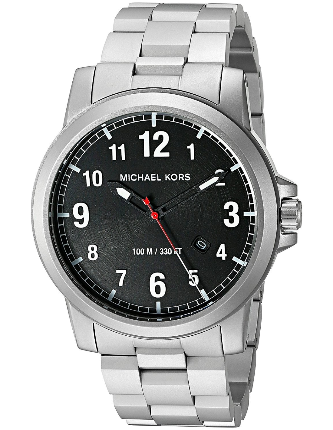 Michael Kors Paxton Analog Black Dial Silver Steel Strap Watch For Men - MK8500