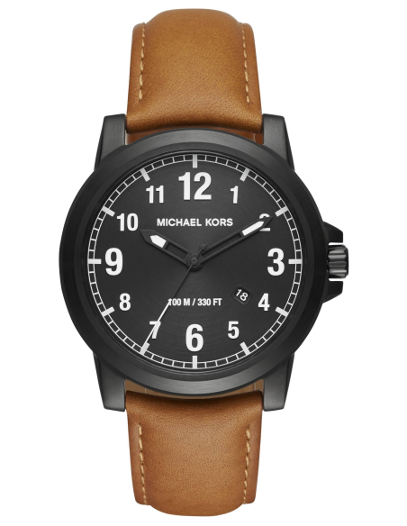 Michael Kors Paxton Analog Black Dial Brown Rubber Strap Watch For Men - MK8502