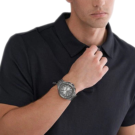 Michael Kors Lennox Chronograph Quartz Grey Dial Grey Steel Strap Watch For Men - MK9102