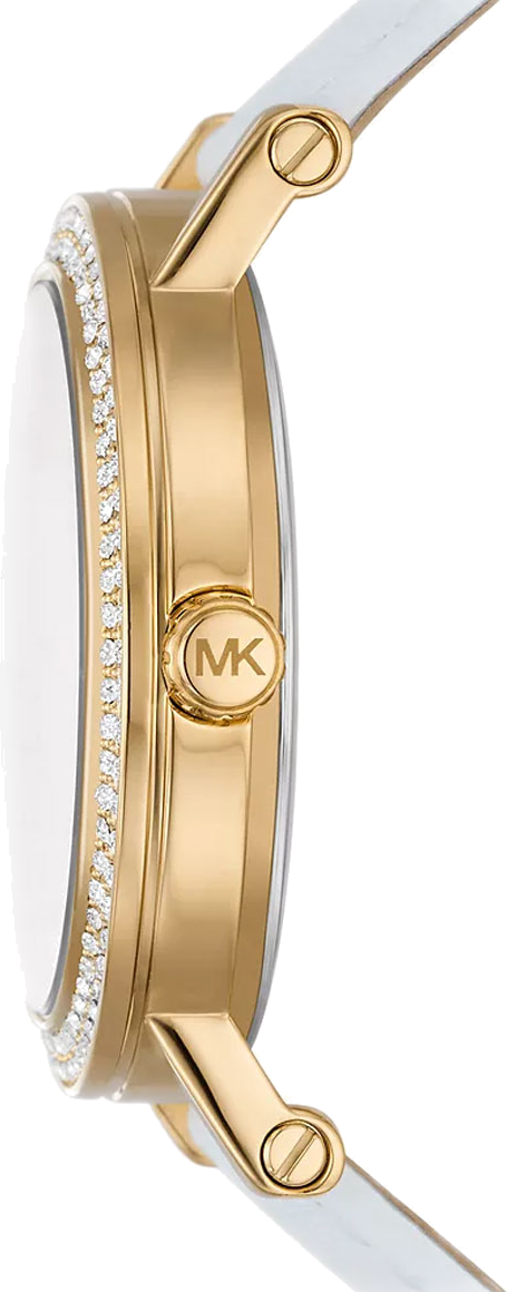 Michael Kors Corey Three Hand White Dial White Leather Strap Watch For Women - MK2985