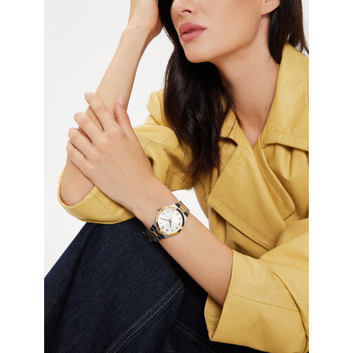 Michael Kors Lennox Three-Hand White Dial Two Tone Steel Strap Watch for Women - MK7464