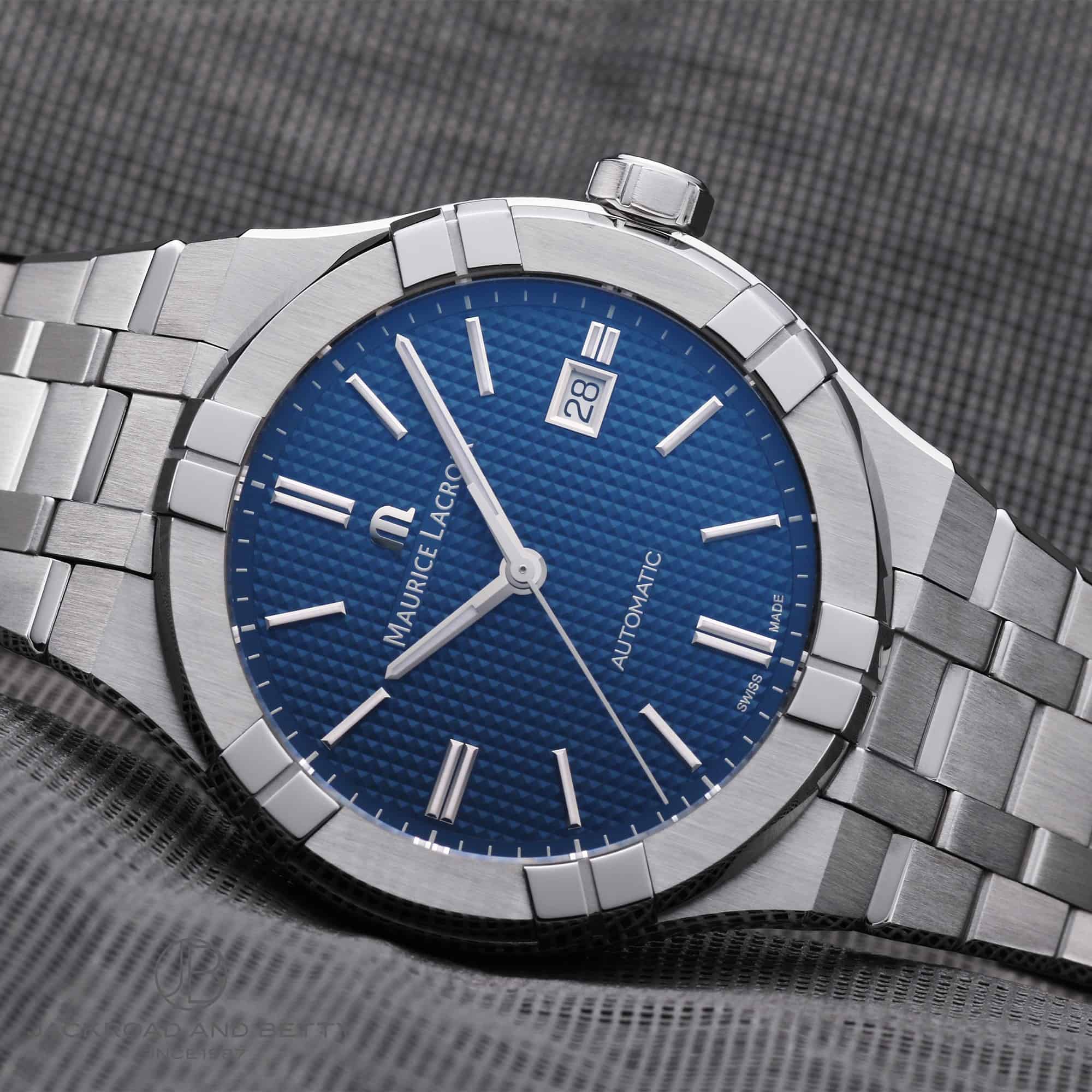 Maurice Lacroix Aikon Automatic Blue Dial Silver Steel Strap Watch For Men - AI6008-SS002-430-1