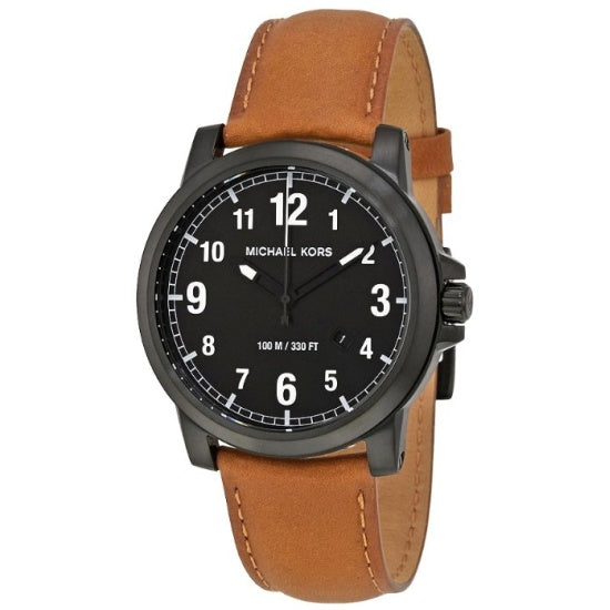 Michael Kors Paxton Analog Black Dial Brown Rubber Strap Watch For Men - MK8502