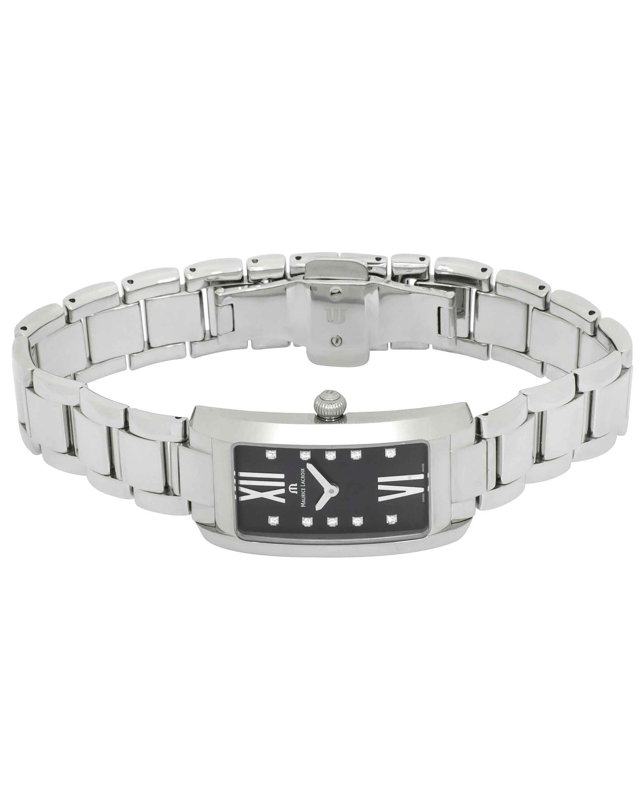 Maurice Lacroix Fiaba Black Dial Silver Steel Strap Watch for Women - FA2164-SS002-350
