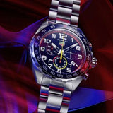 Tag Heuer Formula 1 Gulf Edition Chronograph Blue Dial Silver Steel Strap Watch for Men - CAZ101AT.BA0842