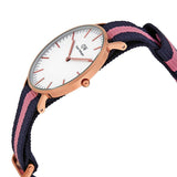 Daniel Wellington Classic Winchester White Dial Three Tone Nylon Strap Watch For Women - DW00100033