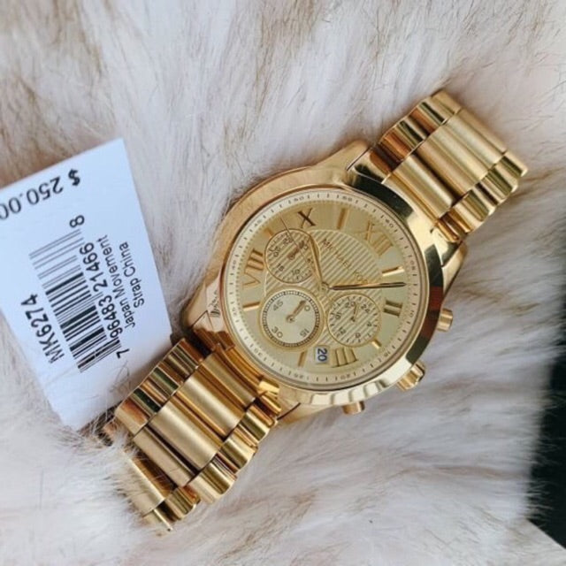 Michael Kors Cooper Gold Dial Gold Steel Strap Watch for Women - MK6274