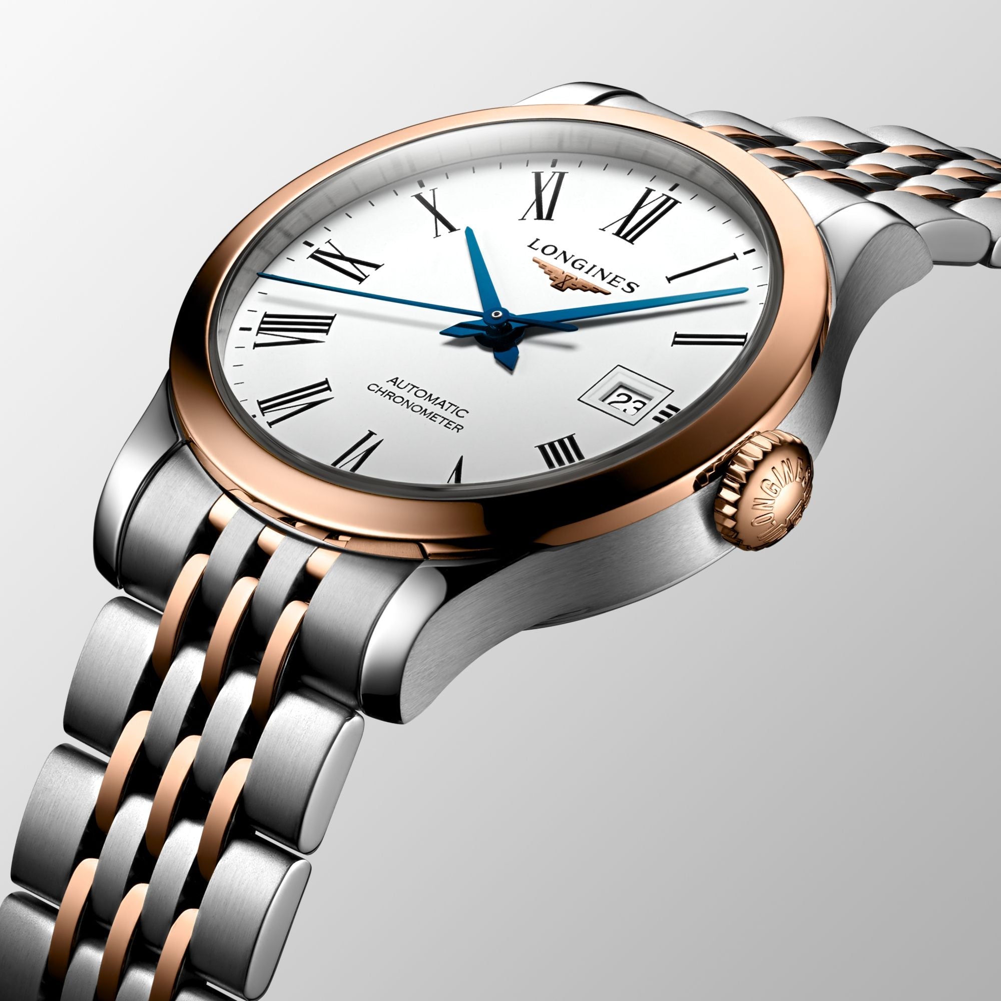 Longines Record Automatic 18K Pink Gold Watch for Men - L2.821.5.11.7