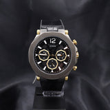 Guess Edge Chronograph Black Dial Black Leather Strap Watch For Men - GW0492G1