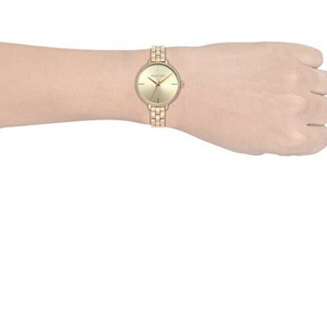 Michael Kors Charley Three-Hand Quartz Gold Dial Gold Steel Strap Watch for Women - MK4399