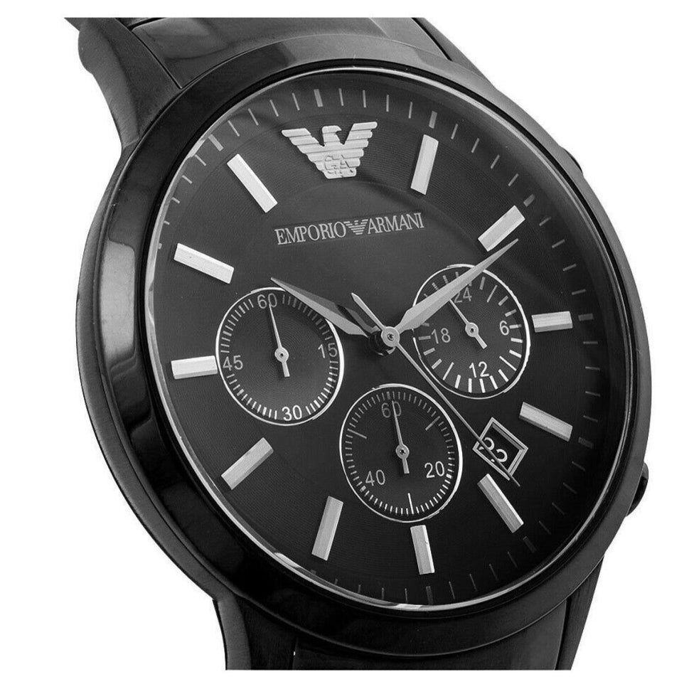 Emporio Armani Classic Chronograph Black Dial Black Stainless Steel Strap Watch For Men - AR2453