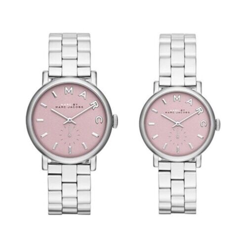 Marc Jacobs Baker Pink Dial Silver Steel Strap Watch for Women - MBM3280