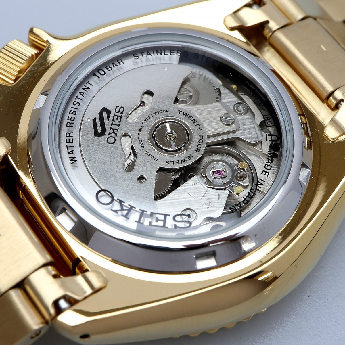 Seiko 5 Sports US Special Edition Automatic Blue Dial Gold Steel Strap Watch For Men - SRPK20