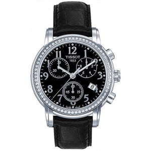 Tissot Dressport Diamonds Black Dial Black Leather Strap Watch for Women - T050.217.16.057.01
