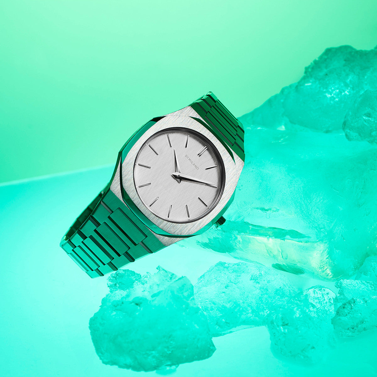 D1 Milano Ultra Thin Linen White Dial Silver Steel Strap Watch for Unisex - D1-UTBJ23