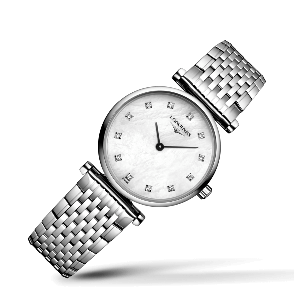 Longines La Grande Classique Diamonds White Dial Silver Steel Strap Watch for Women - L4.209.4.87.6