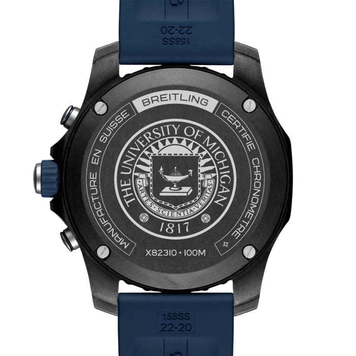 Breitling Endurance Pro University Black Dial Blue Rubber Strap Watch for Men - X823101C1B1S1