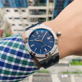 Maurice Lacroix Aikon Automatic Blue Dial Blue Leather Strap Watch For Men - AI6008-ss001-430-1