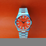 Citizen x Pantone Automatic Blazing Red Dial Silver Steel Strap Watch For Men - NJ0158-89W