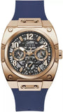 Guess Prodigy Multifunction Navy Blue Dial Blue Silicone Strap Watch For Men - GW0569G3